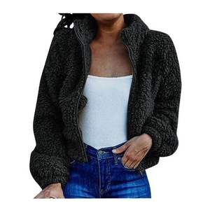 2026 Best Selling Custom Color Women's Woven Zipper Sherpa Autumn Breathable Winter Warm Fleece Bomber <b>Jacket</b> Casual Oversized - Product Image 6