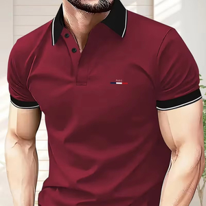 เสื้อเชิ้ตแขนสั้นลำลองผู้ชายขายส่ง รับทำโลโก้ ลายเรียบ ผ้าโพลีเอสเตอร์/คอตตอน ระบายอากาศ แห้งเร็ว - Product Image 1