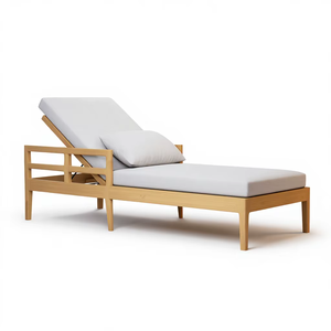 Tumbona Moderna de Teca con Estructura Resistente y Tapicería Suave para Patio, Playa, Jardín, Hotel o Villa - Product Image 1