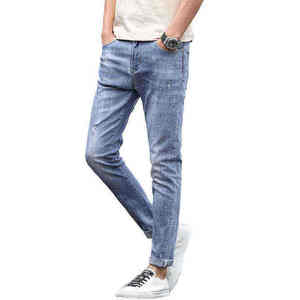 Pantalones Vaqueros de Verano para Hombre, de Algodón Elástico, Sólidos, Transpirables, Ecológicos, Modernos e Informales, Venta al Por Mayor, Exportación de Fábrica - Product Image 1