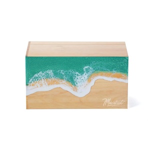 โกศไม้บีชวูดพร้อมลายคลื่นเรซิ่นสีเขียว – กล่องใส่เถ้ากระดูกสำหรับคนที่คุณรัก - Product Image 3