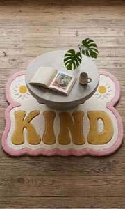 Alfombra Premium Be Kind con Tipografía, Hecha a Mano, Antideslizante, en Rosa, Morado y Amarillo, Alfombra Decorativa Motivacional para Dormitorio y Sala de Estar - Product Image 2