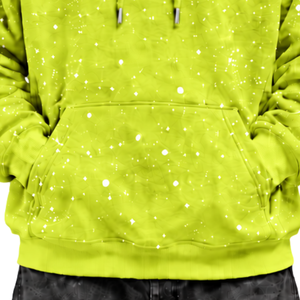Sudadera con capucha extragrande para hombre, de felpa gruesa, con estampado salpicado verde lima, estilo casual urbano, con bolsillo canguro y mangas largas - Product Image 6