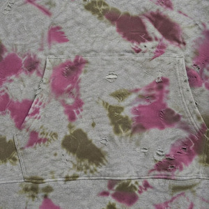 Sudadera con capucha oversize para hombre, tie-dye, con efecto desgastado, dobladillo sin rematar, bolsillo canguro, 100% algodón - Product Image 6