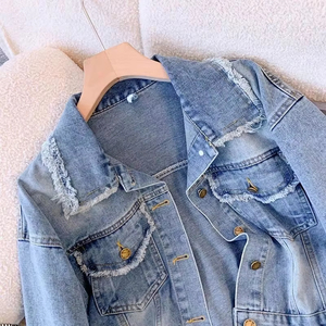 2026 Women's Retro Washed <b>Denim</b> Jacket Loose Cropped Top Large Pocket Casual Eco-Friendly Winter Autumn <b>Coat</b> Wholesale - Product Image 5