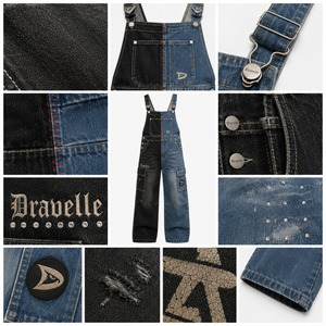 Overoles de Mezclilla Lavada Estilo Vintage Y2K, Cintura Alta, 100% Algodón, Corte Regular, Estilo Casual - Product Image 4