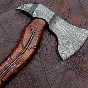 Hacha Ancha de Acero de Damasco Hecha a Mano con Mango de Madera para Camping, Servicio OEM/ODM Personalizado de Alta Calidad al por Mayor - Precio Razonable - Product Image 5