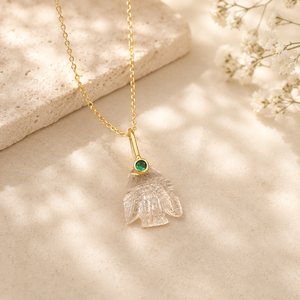 Collar de Moda con Colgante de Pez Tallado a Mano en Latón Chapado en Oro de 18k con Piedras Preciosas, Diseño Animal, Joyería para Mujer - Product Image 4
