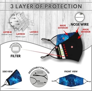 Masque facial réutilisable à 3 plis avec imprimé bleu galaxie, masque en tissu unisexe avec boucles pour les oreilles, pour un usage quotidien - Product Image 5
