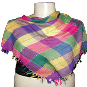 Foulard carré multicolore personnalisé en gros pour femme, 100 % coton doux, motif à carreaux imprimé sérigraphié - Product Image 3
