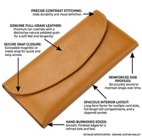 Dompet Panjang Kulit Asli Wriza untuk Wanita, Anti RFID, Kapasitas Besar, Dompet Kulit Sapi dengan Tutup Amplop dan Slot Kartu