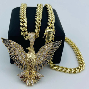 Pendentif Aigle avec Strass en Cristal de Laboratoire, Argent 925 Plaqué Rhodium et Or, Breloque Unisexe Hip Hop pour Usage Quotidien - Product Image 2
