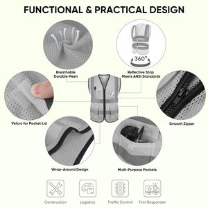 Neon <b>Work</b> Vest Reflective Safety Vests for Men Women High Visibility Vest with Pockets Mesh Fabric <b>Construction</b> Safety Apparel - Product Image 3