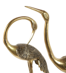 Ensemble de 2 statues d'oiseaux grue en métal, figurines décoratives d'oiseaux à long cou, décoration élégante pour la maison, ornement de table - Product Image 4