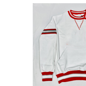 Sweat-shirt blanc à col rond pour homme, rayures rouges et grises, poche, décontracté, hiver, pull en maille, polyester/coton - Product Image 3