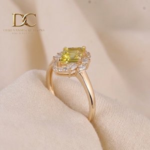 Bague de mariage de luxe en or massif 14 carats avec diamant de laboratoire certifié et saphir jaune, cadeau spécial de luxe pour femme, bijoux fins - Product Image 3