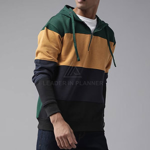 เสื้อฮู้ดซิปครึ่งตัวสีพื้นสไตล์ล่าสุดสำหรับผู้ชาย ผลิตจากผ้าฝ้าย ขายส่งเสื้อฮู้ดซิปครึ่งตัวสำหรับผู้ชาย - Product Image 4