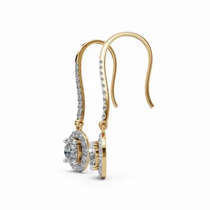 Pendientes de Diseño con Diamantes Redondos Her Highness en Oro Amarillo de 18K, 54 Piezas de Diamantes, Pendientes Colgantes para Mujer - Product Image 1