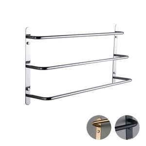 Portasciugamani Multistrato in Acciaio Inox 304 Lucidato a Mano, Tre Livelli Sfalsati per Montaggio a Parete, Elegante Accessorio da Bagno - Product Image 1