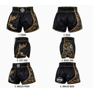 Pantalones Cortos de Muay Thai Negros de Lona de Alta Calidad para Hombre con Logotipo Personalizado, Pantalones Cortos Transpirables para MMA y Boxeo con Cierre de Cordón - Product Image 6