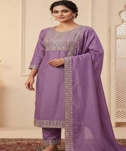 Salwar Kameez Dupatta Morado Bordado, Tradicional, Largo hasta el Tobillo, Estilo Casual de India y Pakistán, Regular 85574 BLUESTAR- BS:-162 - Product Image 1