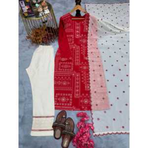 Tenue de soirée de créateur Bas de haut et Dupatta-Taille 2XL - Product Image 2