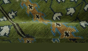 Tapis en laine vert olive noué à la main : design Oushak turc antique |   Décoration d'intérieur artisanale en textile haut de gamme |   Tapis en laine à poils coupés - Product Image 4