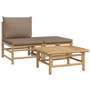 Grand ensemble de salon de jardin modulaire en bambou taupe, meubles d'extérieur modulaires élégants - Product Image 2