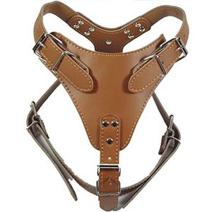 Custom Leather <b>Dog</b> Harness Personalized Heavy Duty Adjustable Pet Harness With Metal Buckles For Large Breed <b>Dogs</b> - Product Image 2
