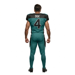 Maillot de football américain personnalisé OEM en gros, imprimé bleu sarcelle et noir, en maille Spandex, col en V, uniforme d'équipe, anti-humidité pour hommes - Product Image 2
