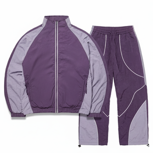 Chaqueta Deportiva Unisex Color Morado con Bloques de Color, Cierre Completo, Bolsillos Laterales, Transpirable, Ropa Deportiva Activa para Otoño - Product Image 1