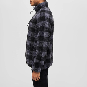 Custom Men's Sherpa Fleece <b>Jacket</b> <b>Winter</b> Stand Collar Faux Fur Polyester Coat - Product Image 5