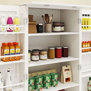 Mobile dispensa da cucina a LED da 50 pollici, credenza autoportante con 2 ante e 2 ripiani regolabili per l'organizzazione del soggiorno - Product Image 6