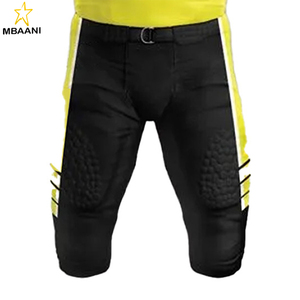 Conjunto de Uniforme de Fútbol Americano MBAANI para Hombre, Cuello en V, Manga Corta, Sublimado con Degradado Negro y Amarillo, Número 98, Ajustado - Product Image 4