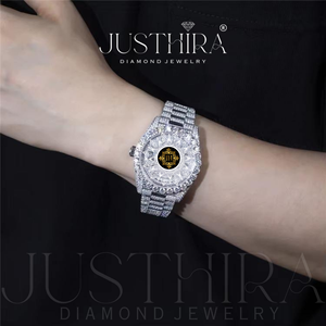 Hot sale Custom Logo Moissanite Diamond Watch End Luxury <b>Wristwatch</b> with Full Stone Setting for Unisex Available At Best Price - Product Image 2