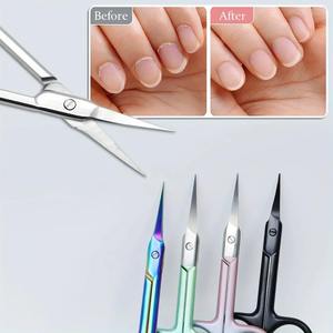 Ciseaux à cuticules professionnels en acier inoxydable avec lame incurvée et tranchante pour le soin des ongles - Product Image 4