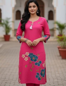 Indian Women Casual and Daily Wear Poly Rayon Materuial Midi Length A Line Kurtis with Digital Print Indian Ethanic wear Kurtis - Product Image 1