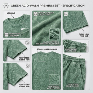 Plus Size Women's Green <b>Knitted</b> 2-Piece <b>Set</b> Crew Neck Regular T-Shirt Knee Shorts Casual Autumn Wear High Street Style - Product Image 5