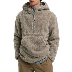 <b>mens</b> <b>sherpa</b> pullover hoodie with cotton <b>fleece</b> construction private label service for independent retailers - Product Image 4