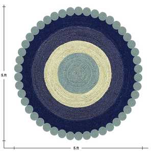 Tapis rond durable en jute naturelle et teinte, fabriqué artisanallement pour la décoration intérieure et le bureau - Product Image 3