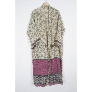Kimono traditionnel japonais en soie, style patchwork, col en V, longueur intégrale, fermeture à cordon, respirant, doux et confortable pour l'été - Product Image 4