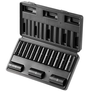 Set di 15 Chiavi a Bussola a Impatto da 3/8'' con Attacco Profondo, Metriche 8-22mm, a 6 Punte in Acciaio al Cromo Molybdeno, Facili da Leggere, per Riparazioni Auto, con Misure 19mm 32mm - Product Image 1