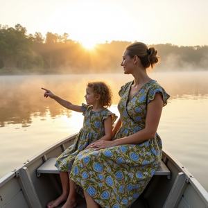 Robe verte au henné à manches flottantes pour filles avec décolleté en V, confectionnée par des artisans pour une tenue décontractée et un tissu en coton doux - Product Image 4