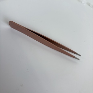แหนบปลายแหลมสแตนเลสสีน้ำตาลสำหรับเครื่องสำอางค์ ขายส่ง - Product Image 1