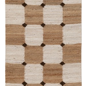 Alfombra Geométrica de Yute Rectangular Moderna de Tejido Plano para Sala de Estar, Beige Marrón con Patrón de Pelo Fino - Product Image 5