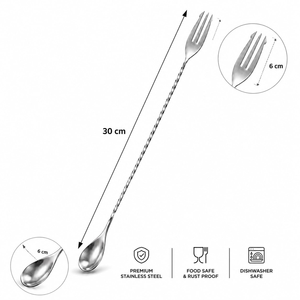 Cuchara de acero inoxidable con mango largo, juego de 2 tenedores para cócteles, café, té, postres, aperitivos y para servir bebidas en el hogar o bar - Product Image 4