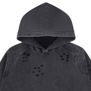 Sudadera con capucha para hombre, personalizada, de algodón grueso, estilo urbano, vintage, con lavado ácido, con cremallera, de corte holgado - Product Image 3
