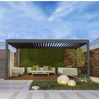 Gazebo de jardin extérieur à toit rigide avec finition en aluminium anthracite et toit à lames bioclimatiques pour terrasse moderne