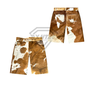 Pantalones cortos de cuero con estampado de vaca personalizados para hombre, pantalones cortos cargo de piel de vaca auténtica, fabricante de ropa de moda urbana. - Product Image 6