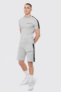 Ensemble de sport décontracté d'été pour homme, respirant, séchage rapide, deux pièces, imprimé, coton/polyester, t-shirt à manches courtes et short - Product Image 3